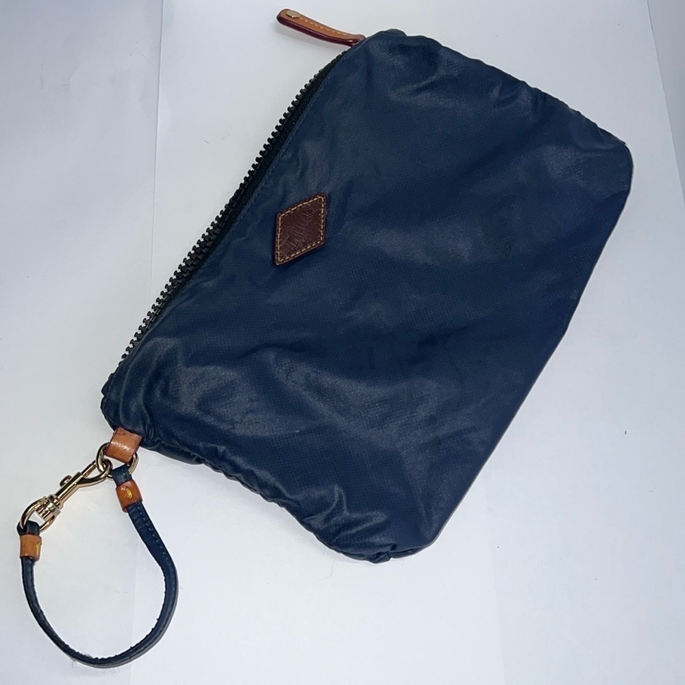 MZ Wallace Navy Blue Nylon Zipper Pouch Bag Clutch